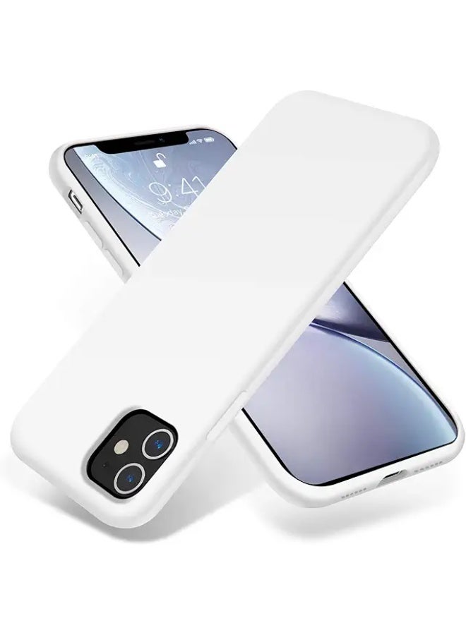 Liquid Silicone  Cover For iPhone 11 , Silky Soft Touch, Anti-Scratch Shockproof Protective Case with Microfiber Lining For iPhone 11 - White